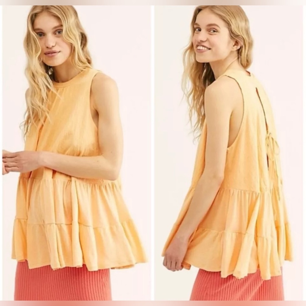 Free People Right On Time Tunic Tank Top Apricot Sz S